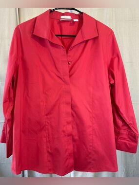 Chico's Vibrant Coral Button-Up Top PTP 22 1/2 100% cotton